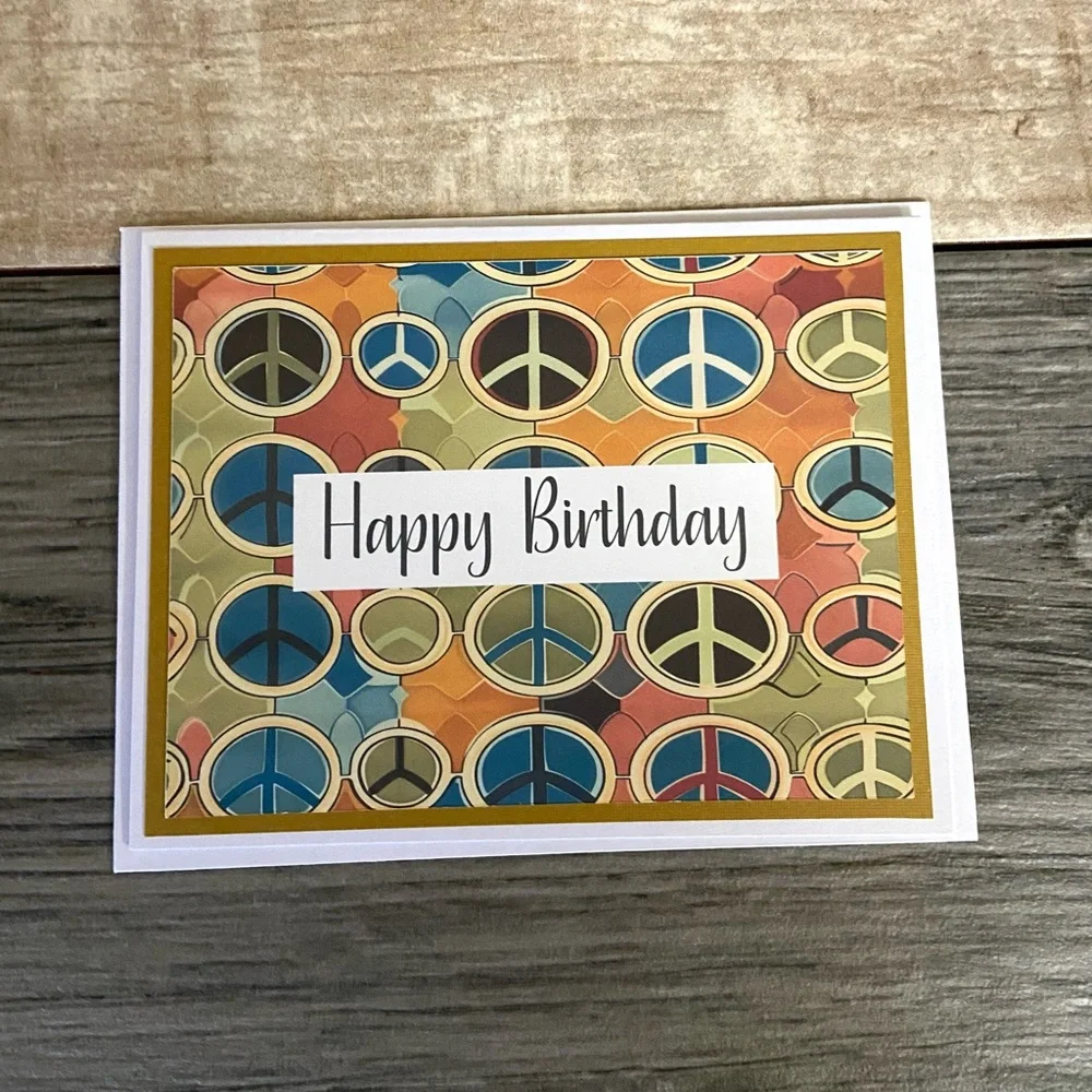 Peace Sign Birthday /Hello Greeting Cards Set of 4